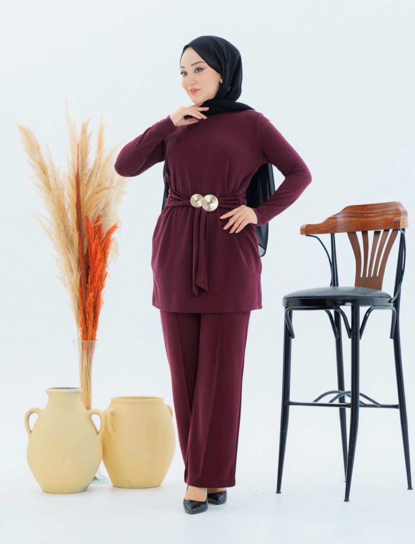 Belden Baglama Detaylı -Pantolon Takım