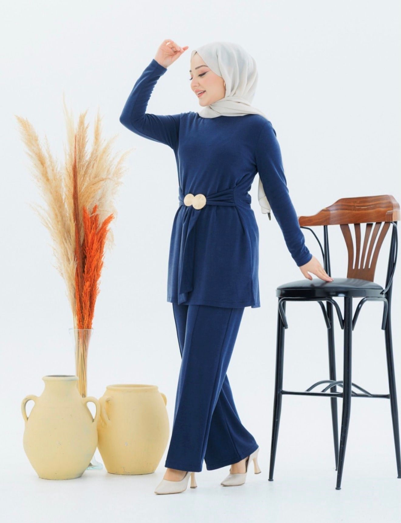 Belden Baglama Detaylı -Pantolon Takım