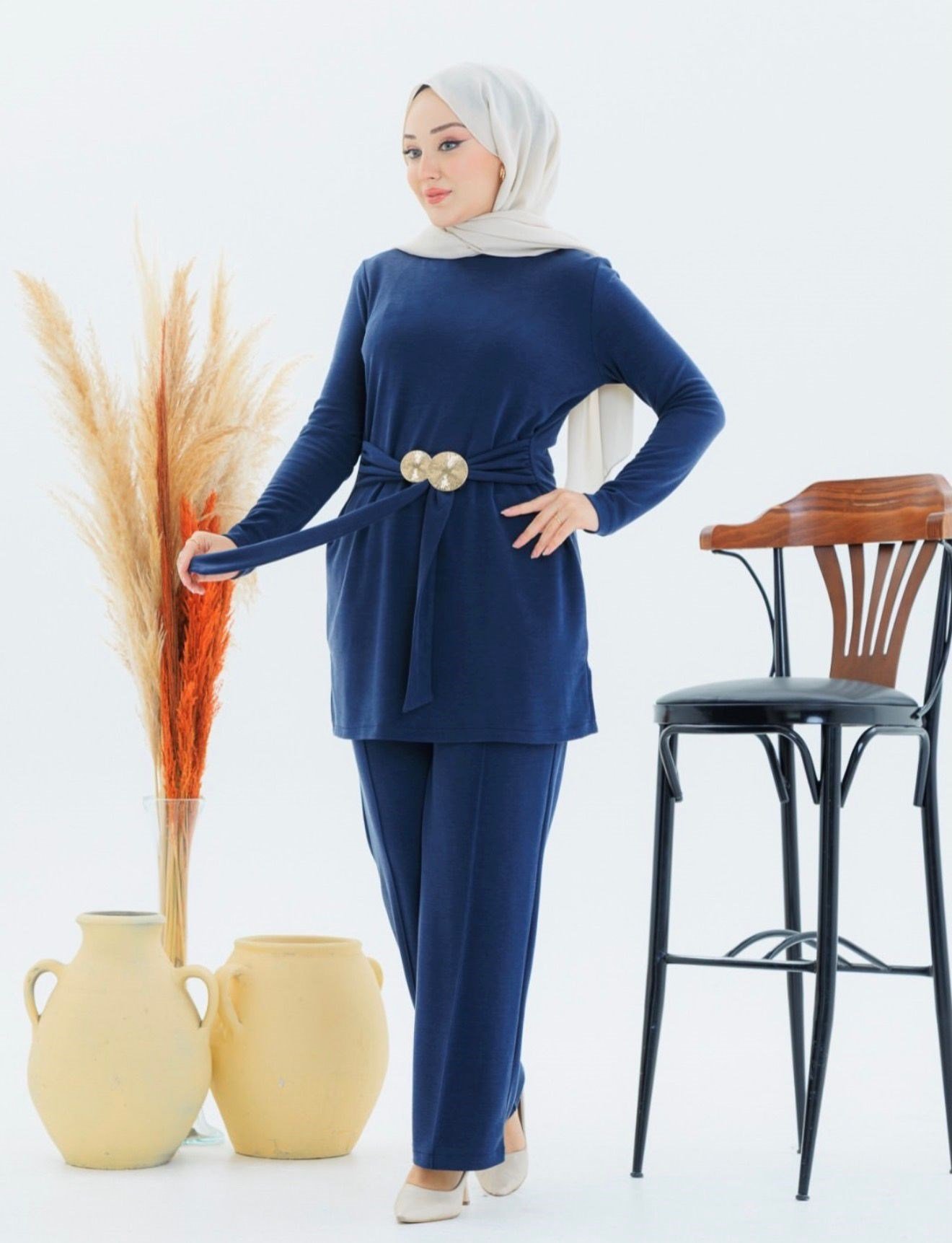 Belden Baglama Detaylı -Pantolon Takım