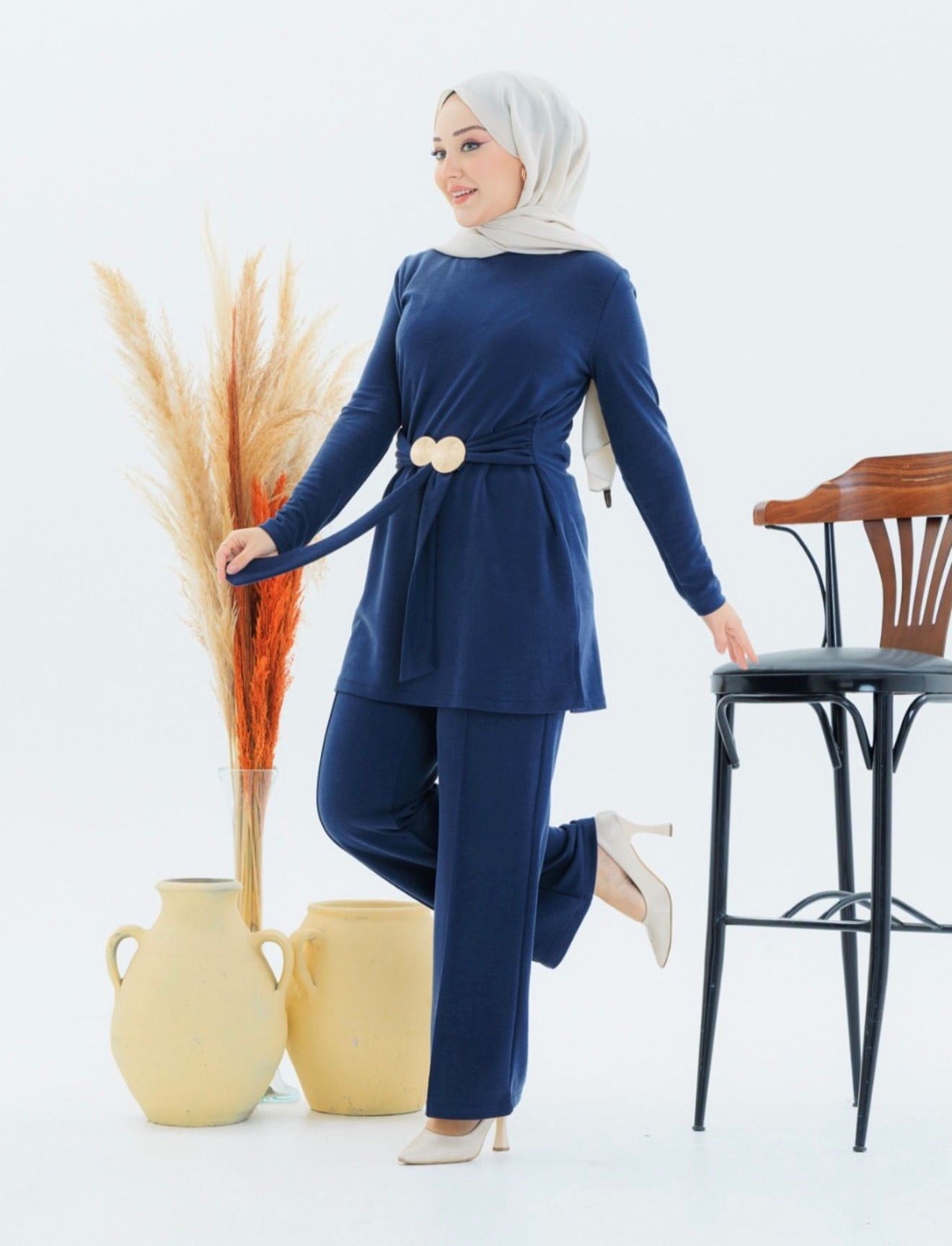 Belden Baglama Detaylı -Pantolon Takım