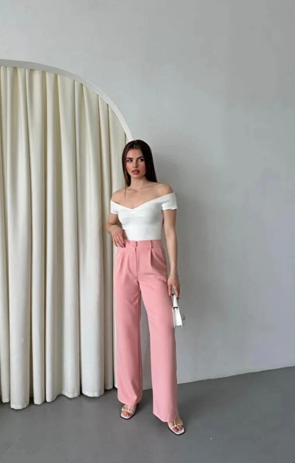 Dügme Detaylıpembe  Pantolon