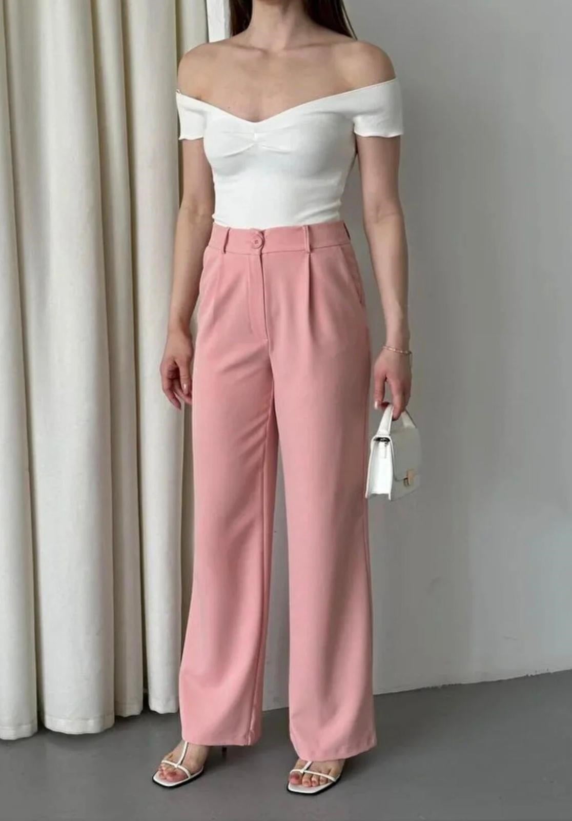 Dügme Detaylıpembe  Pantolon