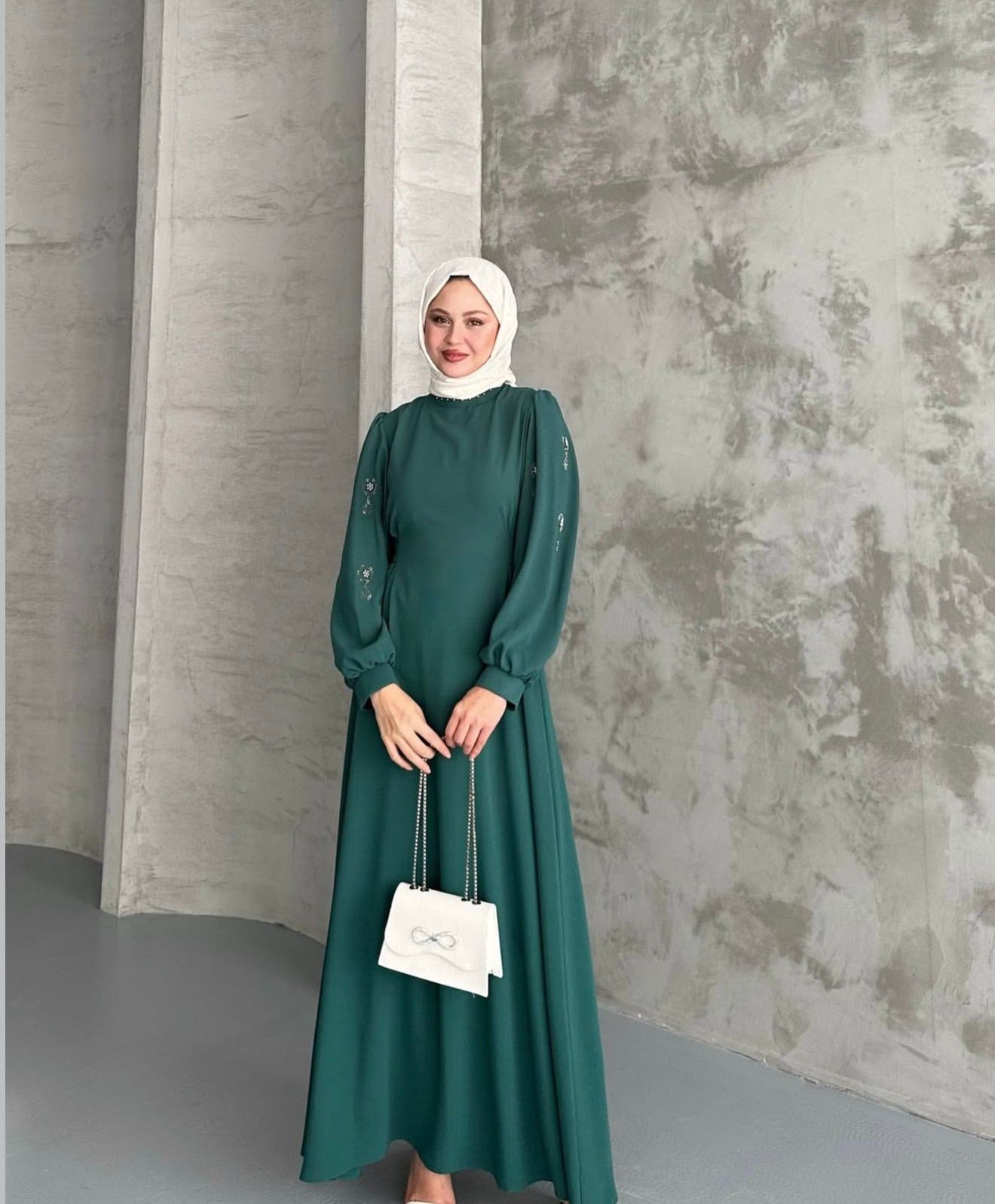 Koları Taş Detaylı Yeşil - Elbise
