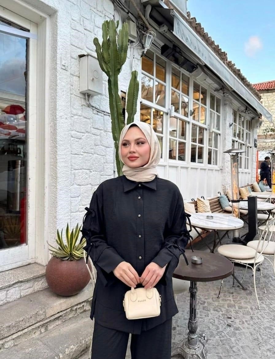Koldan Fiyonk Detaylı Gömlek Pantolon - Takım