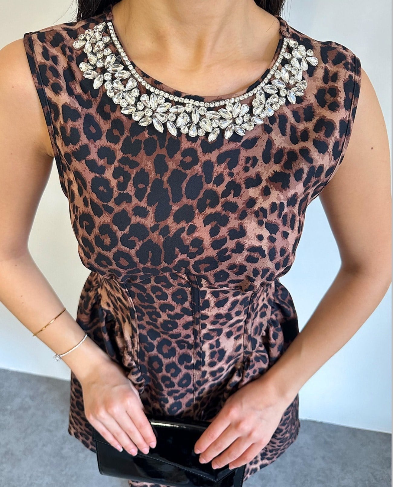 Leopar Taş Detaylı - Elbise