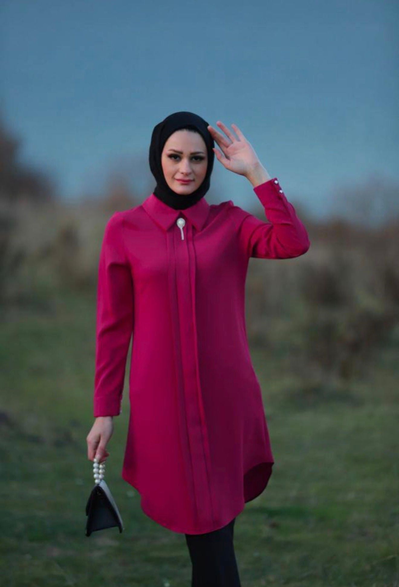 Pembe Bronş Detaylı - Gömlek