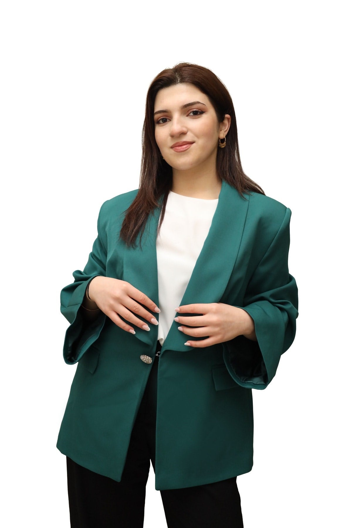 Taş Düğmeli Kruvaze Ceket