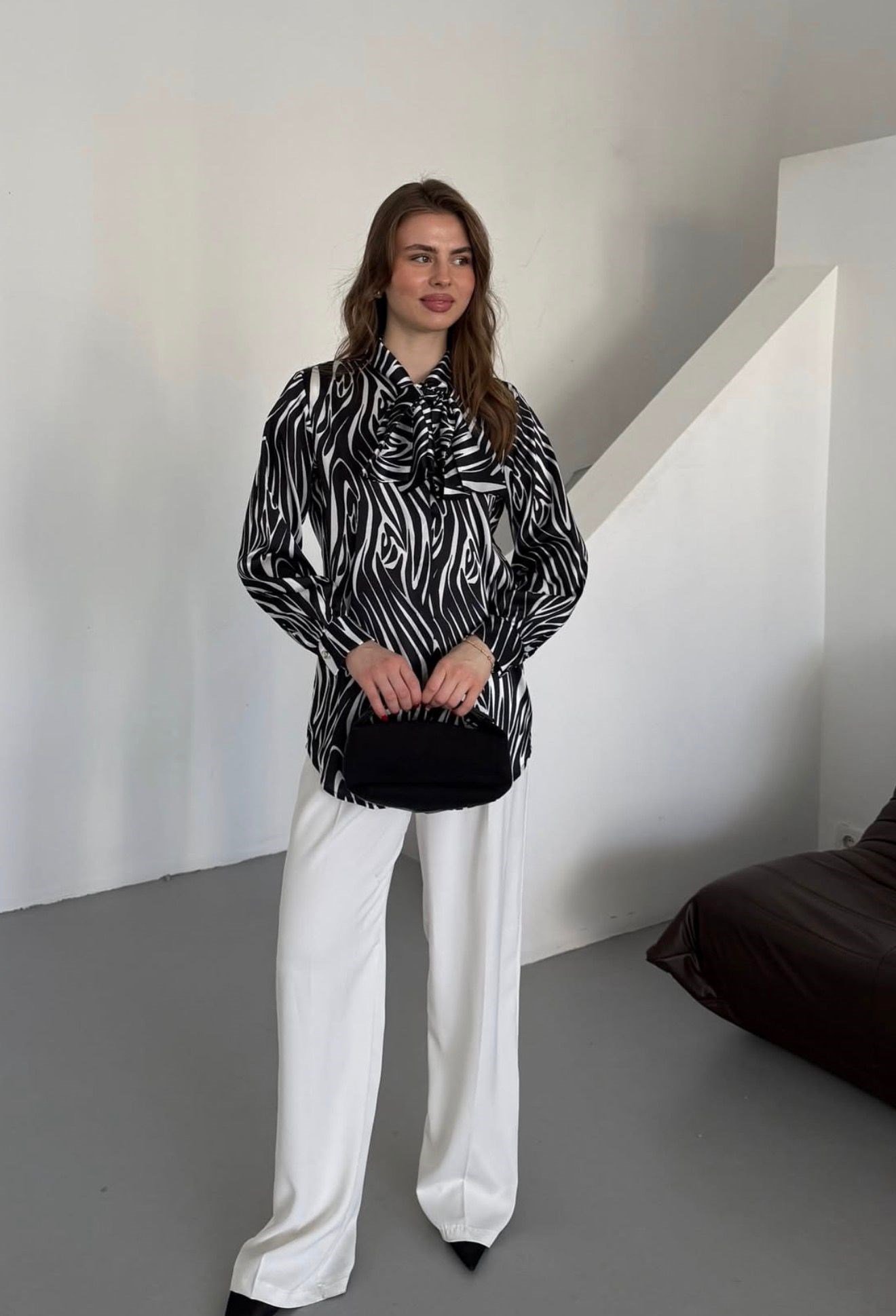 Zebra Desenli Saten - Gömlek