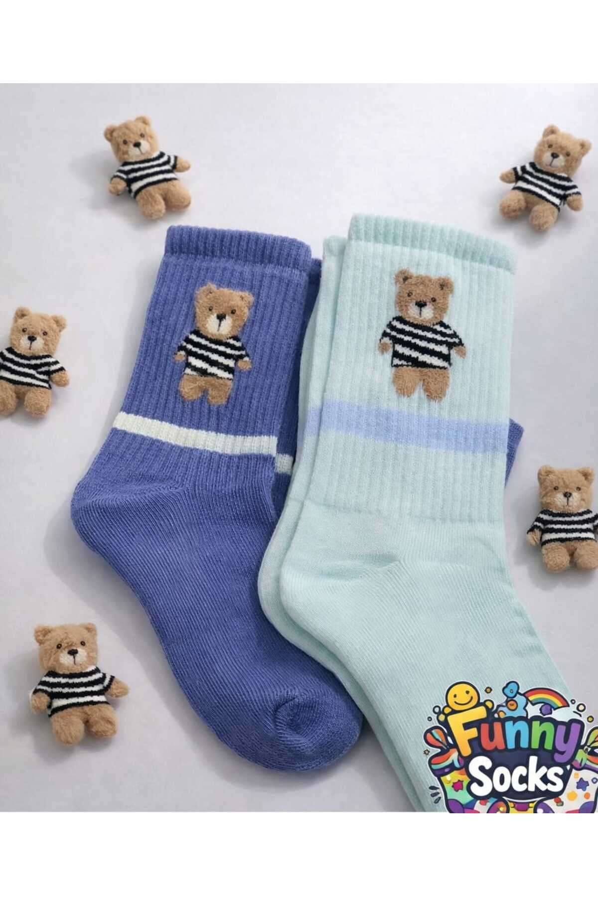 2'li Teddy Desenli Çorap