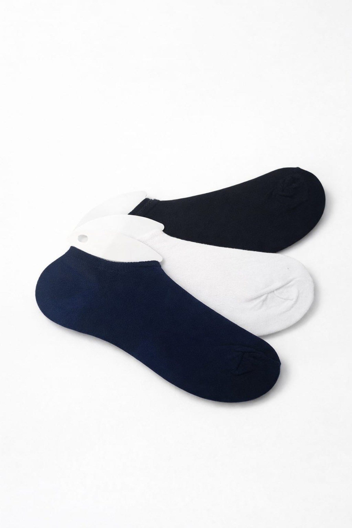 3’lü Unisex Patik Çorap Seti – Siyah / Lacivert / Beyaz