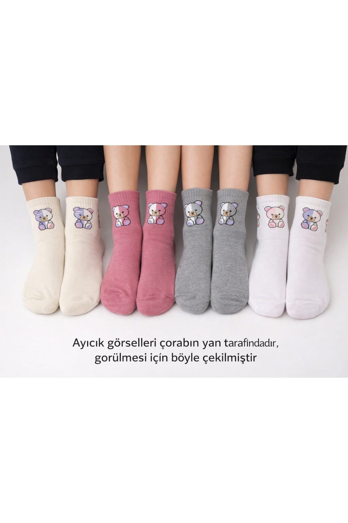 4’lü Çocuk Çorap Seti – Sevimli Ayıcık Desenli (5-6 Yaş | 23-26 Numara)