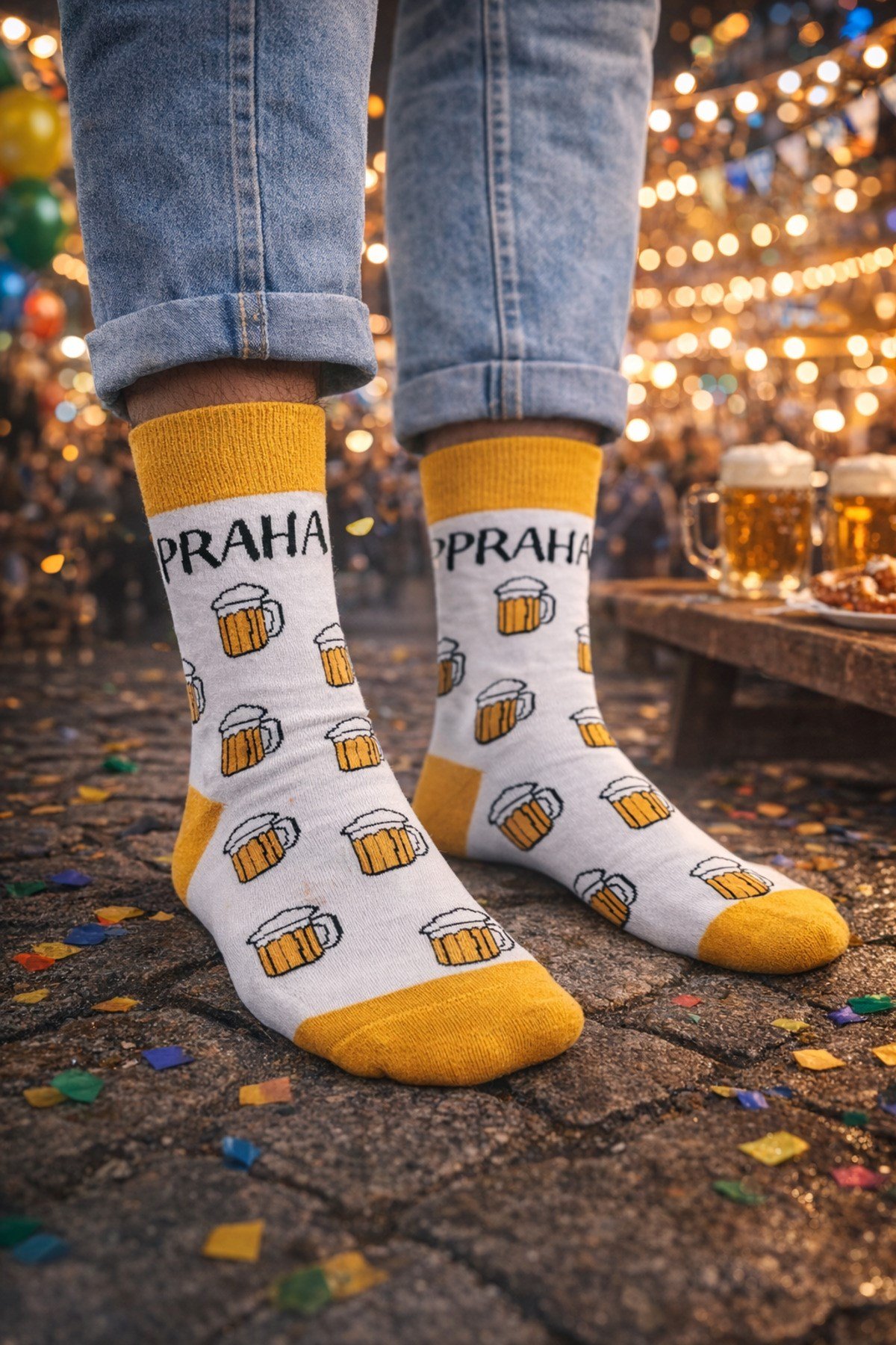 Bira Desenli Unisex Soket Çorap