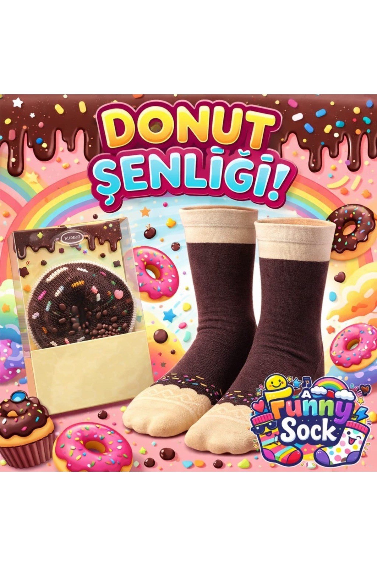 Donut Şenliği Özel Tasarım Çorap 🍩🎉