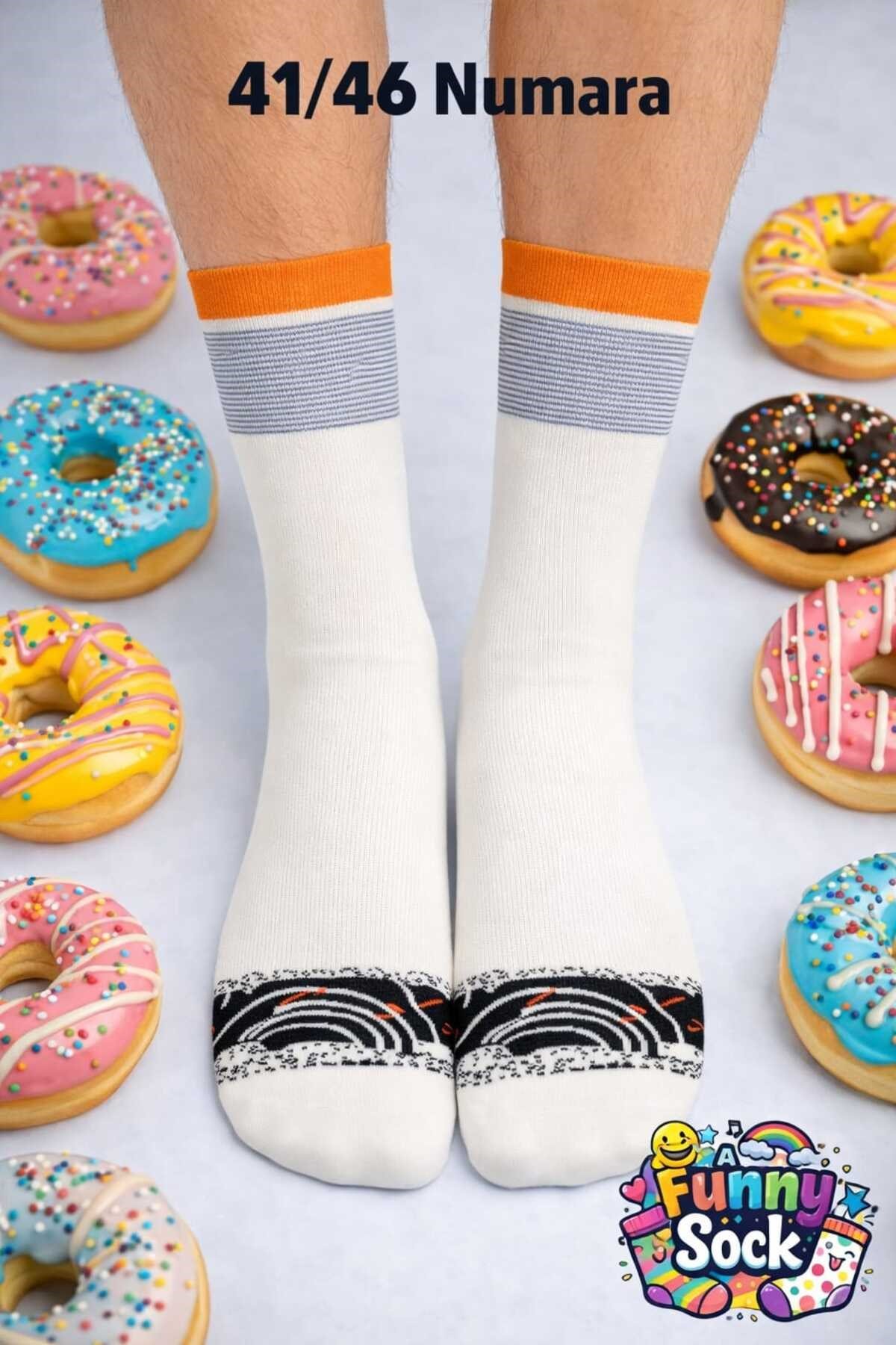 Donut Tasarımlı Çorap – Özel Donut Ambalajlı