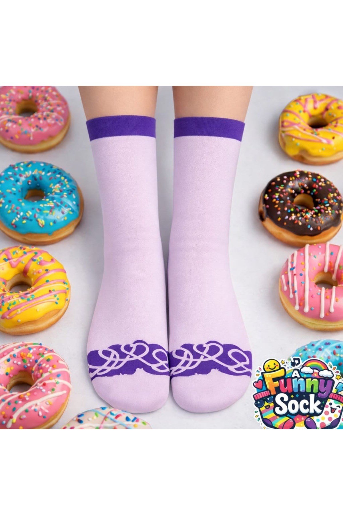 Donut Tasarımlı Çorap – Özel Donut Ambalajlı