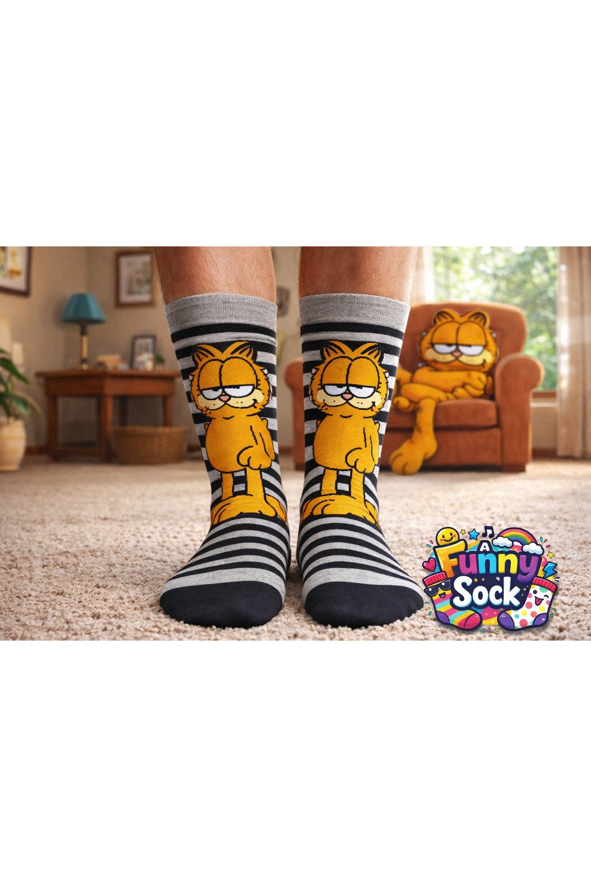 Garfield Desenli Eğlenceli Çorap