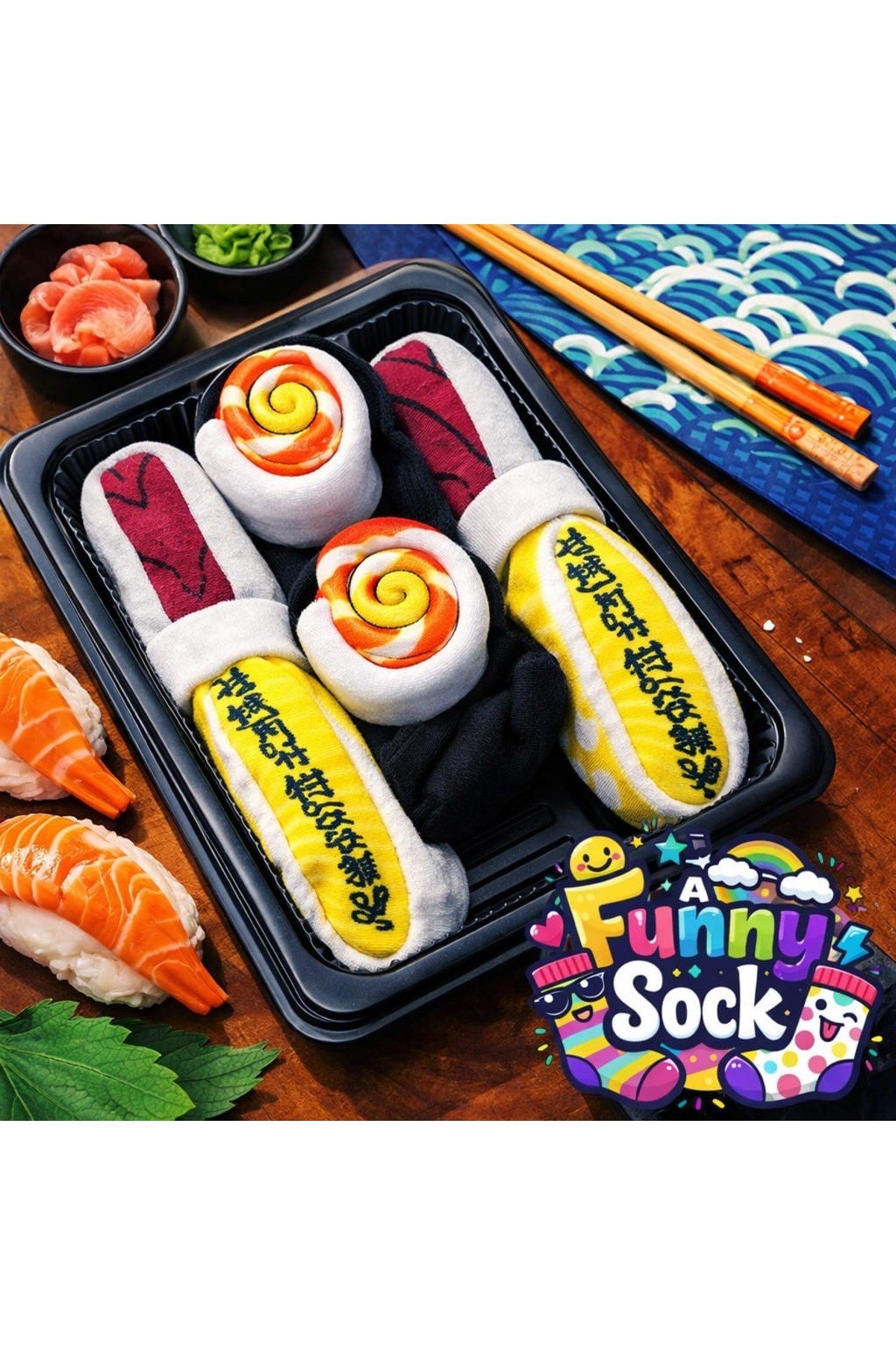 Sushi Tasarımlı 3’lü Çorap Seti – Özel Kutulu