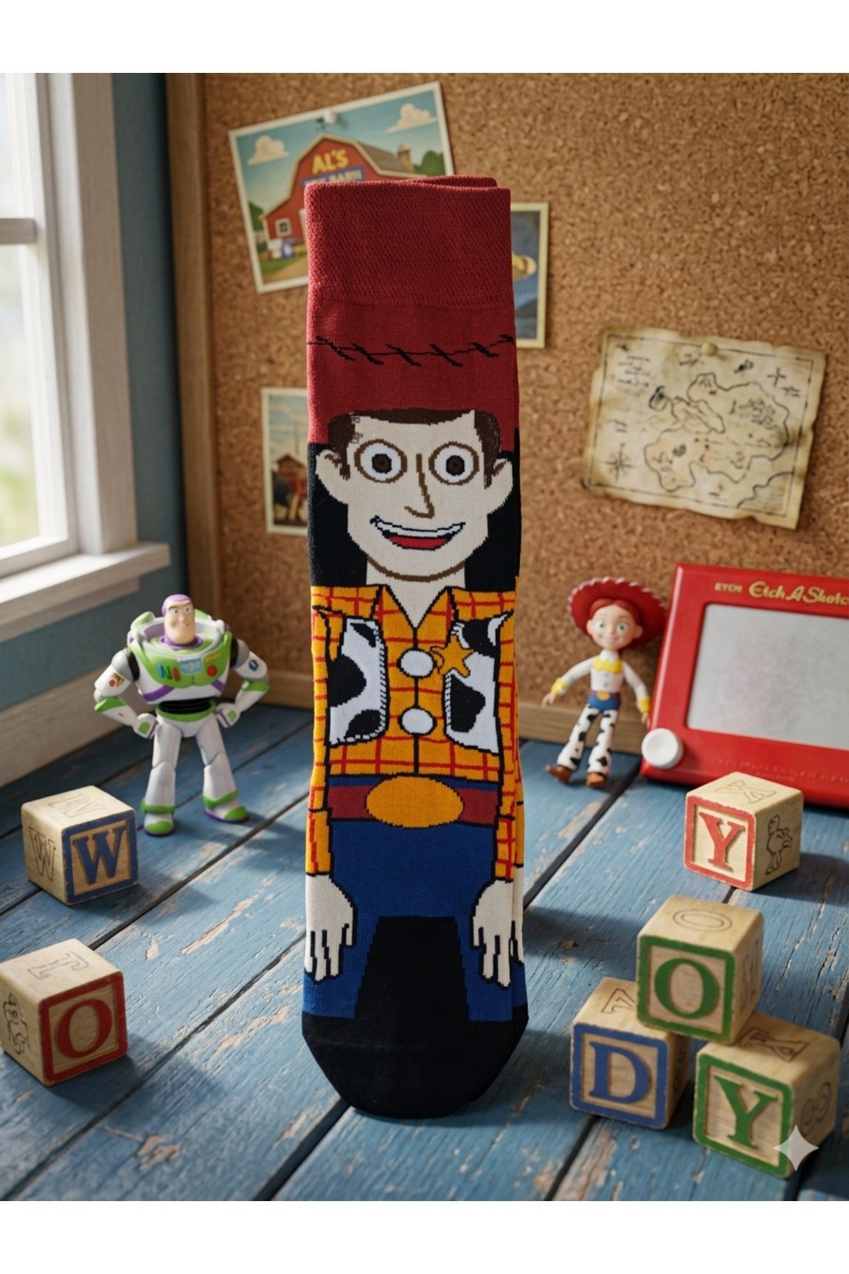 Woody Desenli Renkli Çorap – Eğlenceli ve Konforlu 🤠✨