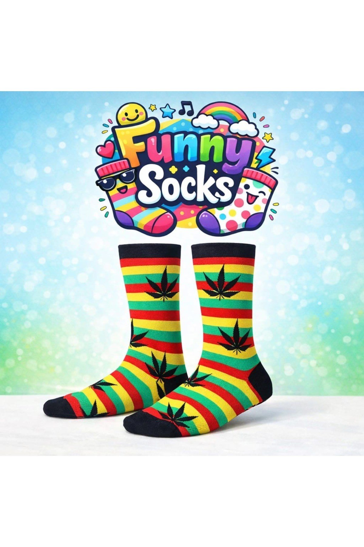 Yaprak Desenli Renkli Eğlenceli Çorap – Funny Socks