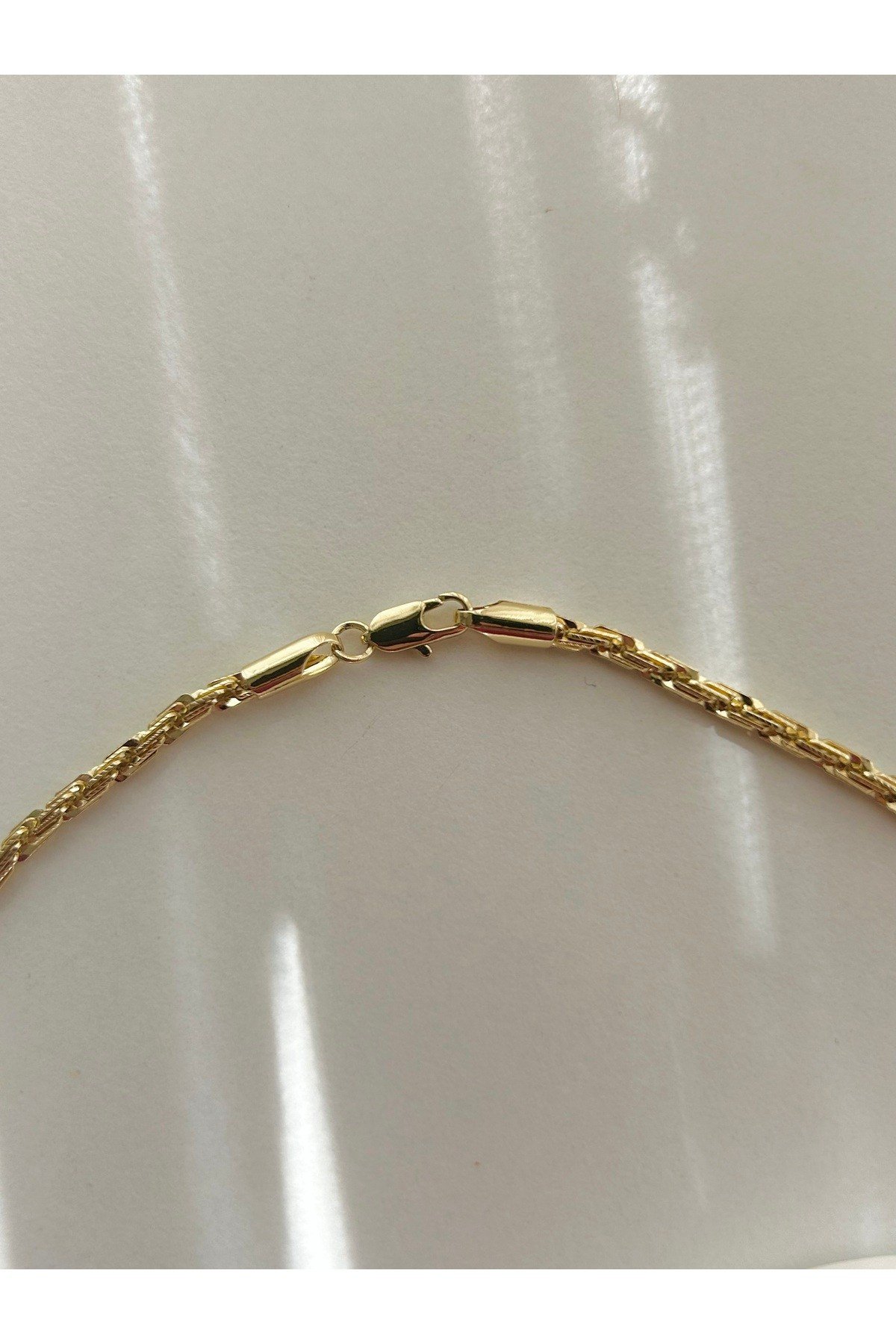 14K Altın Kaplama Köşeli Zincir Kolye