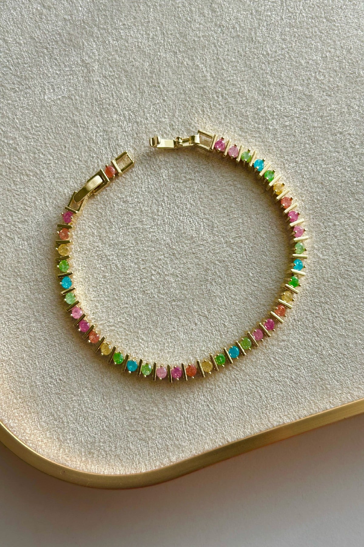 14K Altın Kaplama Renkli Su Yolu - Ayarlanabilir (17 cm+2 cm)