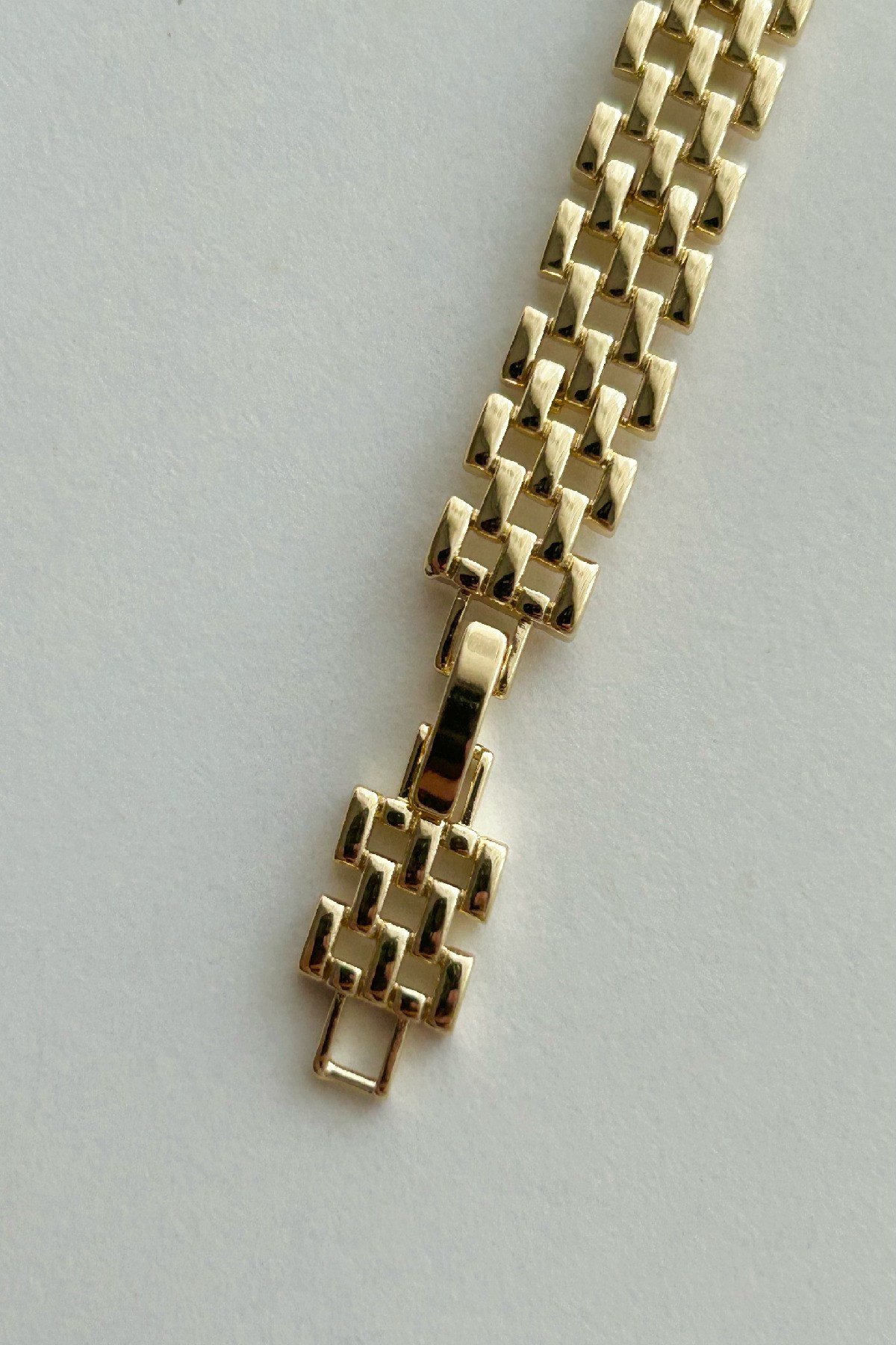 14K Altın Kaplama Zirkon Taşlı Hasır Model Kadın Bileklik -Ayarlanabilir (16 cm+2 cm)