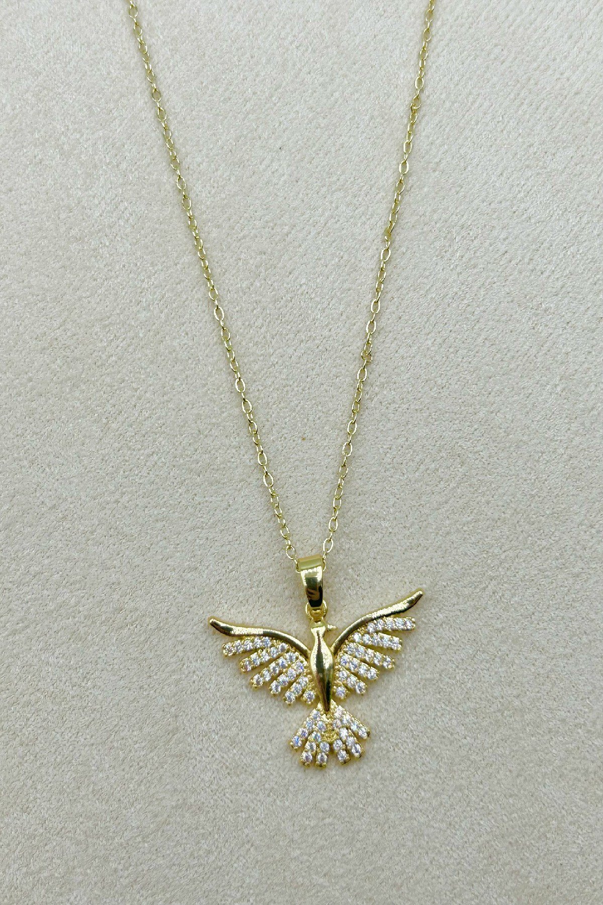 14K Altın Renginde Anka Kuşu Çelik Kadın Kolye (22 cm+5 cm)