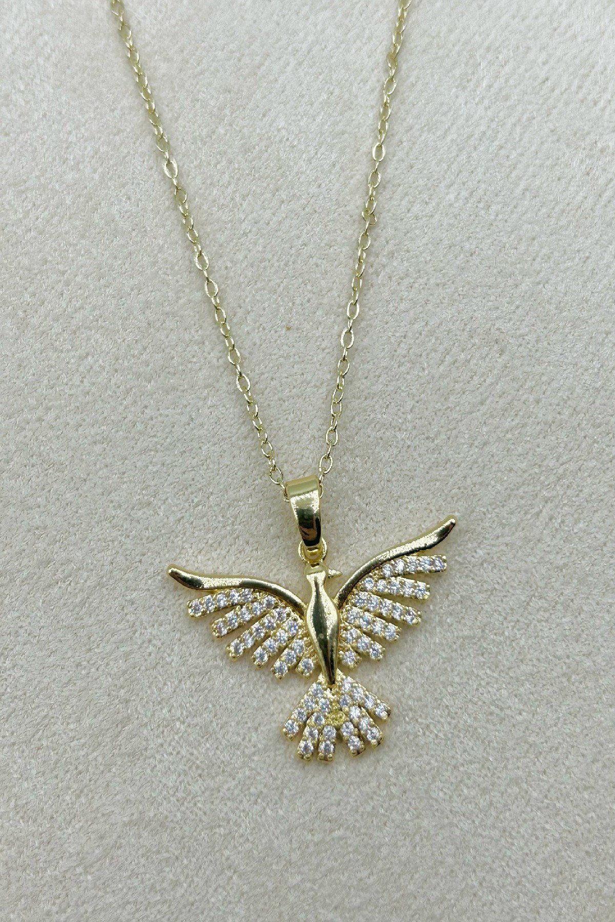 14K Altın Renginde Anka Kuşu Çelik Kadın Kolye (22 cm+5 cm)