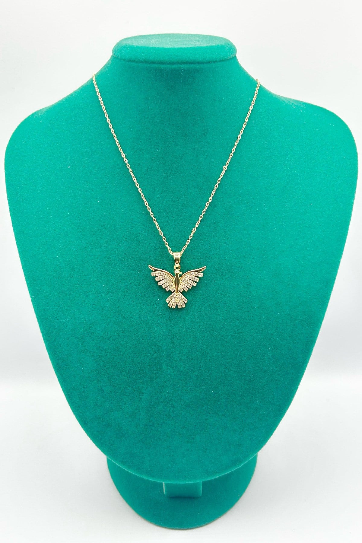 14K Altın Renginde Anka Kuşu Çelik Kadın Kolye (22 cm+5 cm)