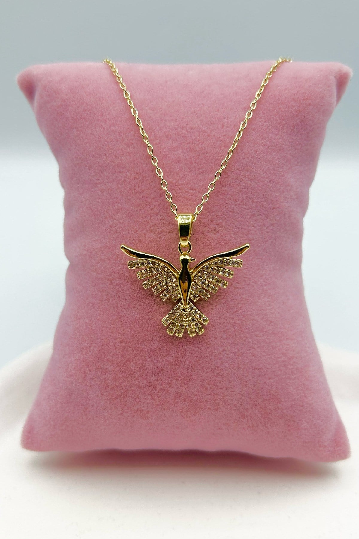 14K Altın Renginde Anka Kuşu Çelik Kadın Kolye (22 cm+5 cm)