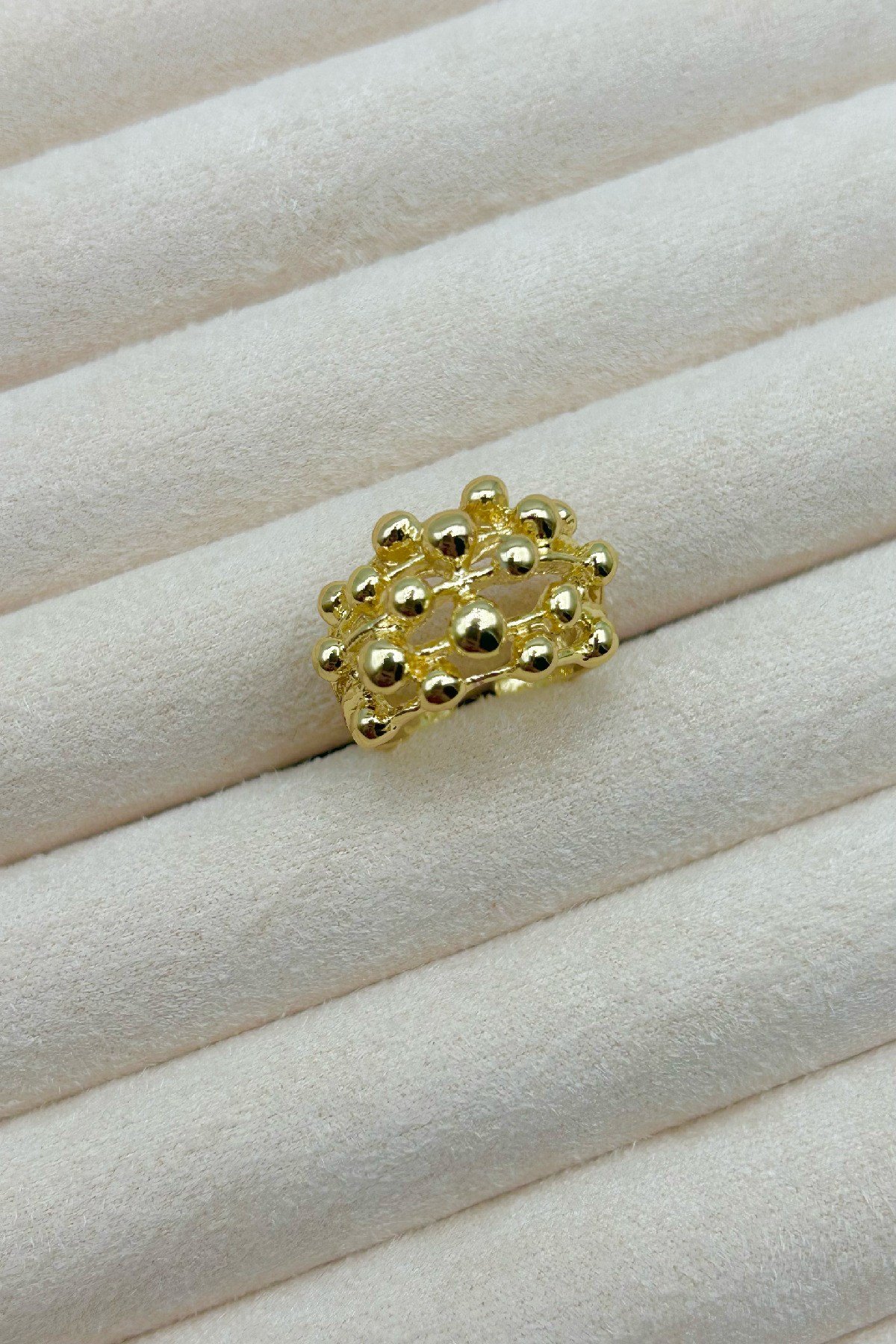 Boncuk Model Kadın Yüzük - Gold ve Gümüş Renk Seçenekleriyle - Ayarlanabilir