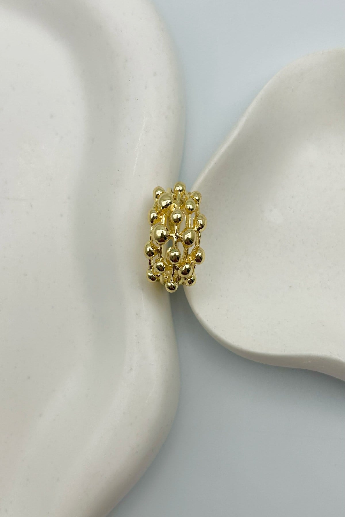 Boncuk Model Kadın Yüzük - Gold ve Gümüş Renk Seçenekleriyle - Ayarlanabilir