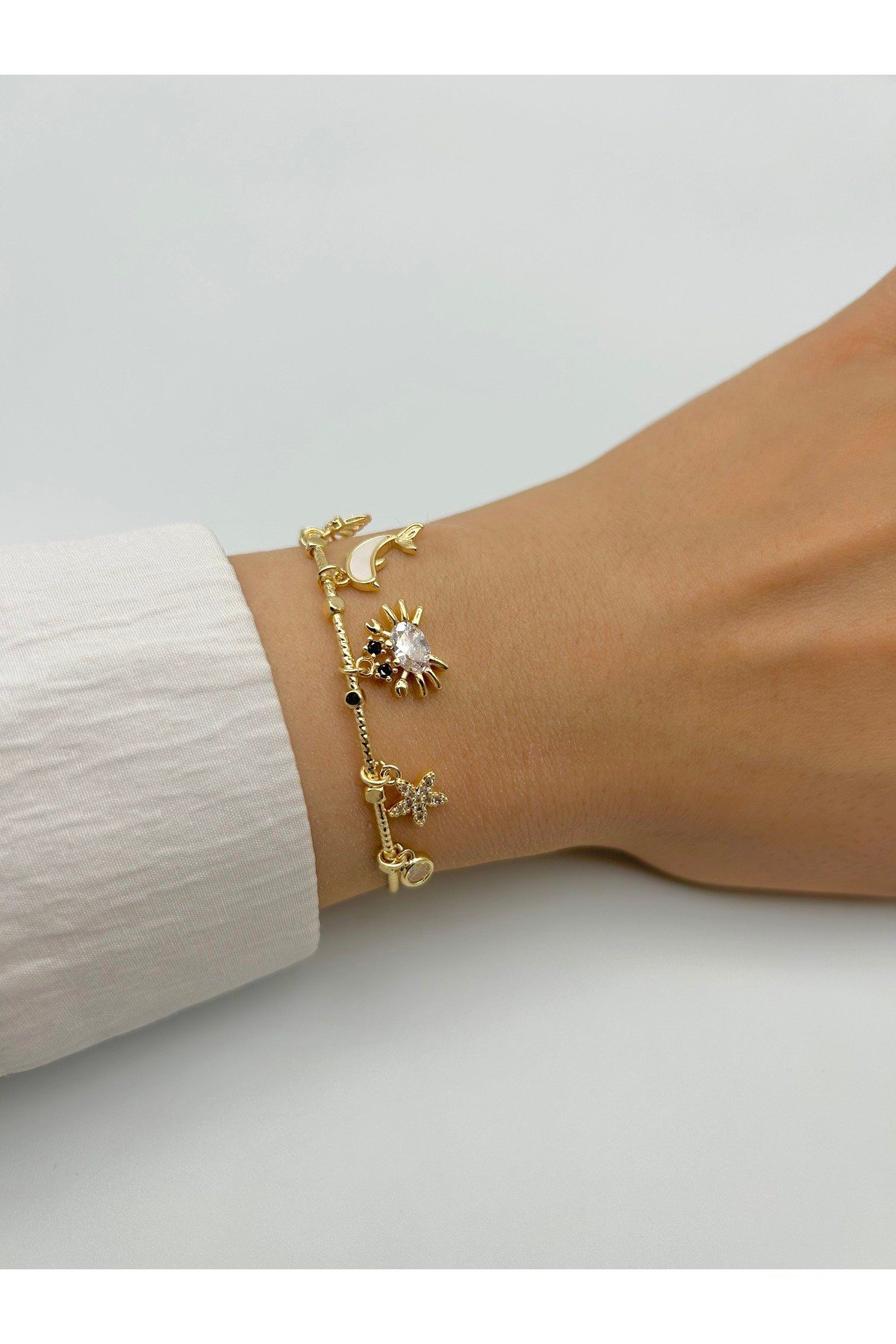Deniz Temalı Charm Kadın Bileklik - Bileğe Göre Ayarlanabilir - Gold ve Gümüş Renk Seçenekleriyle