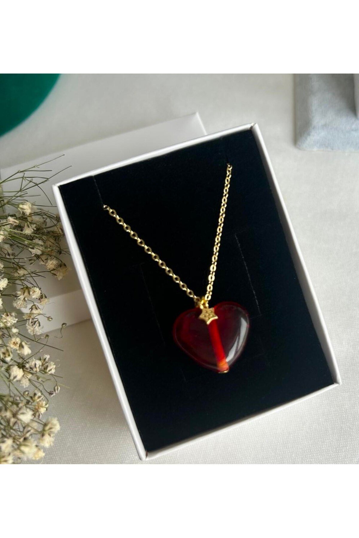 El Yapımı Kalpli Kolye (Yıldız Charmlı)– Özel Tasarım-27 cm Zincir Uzunluğu