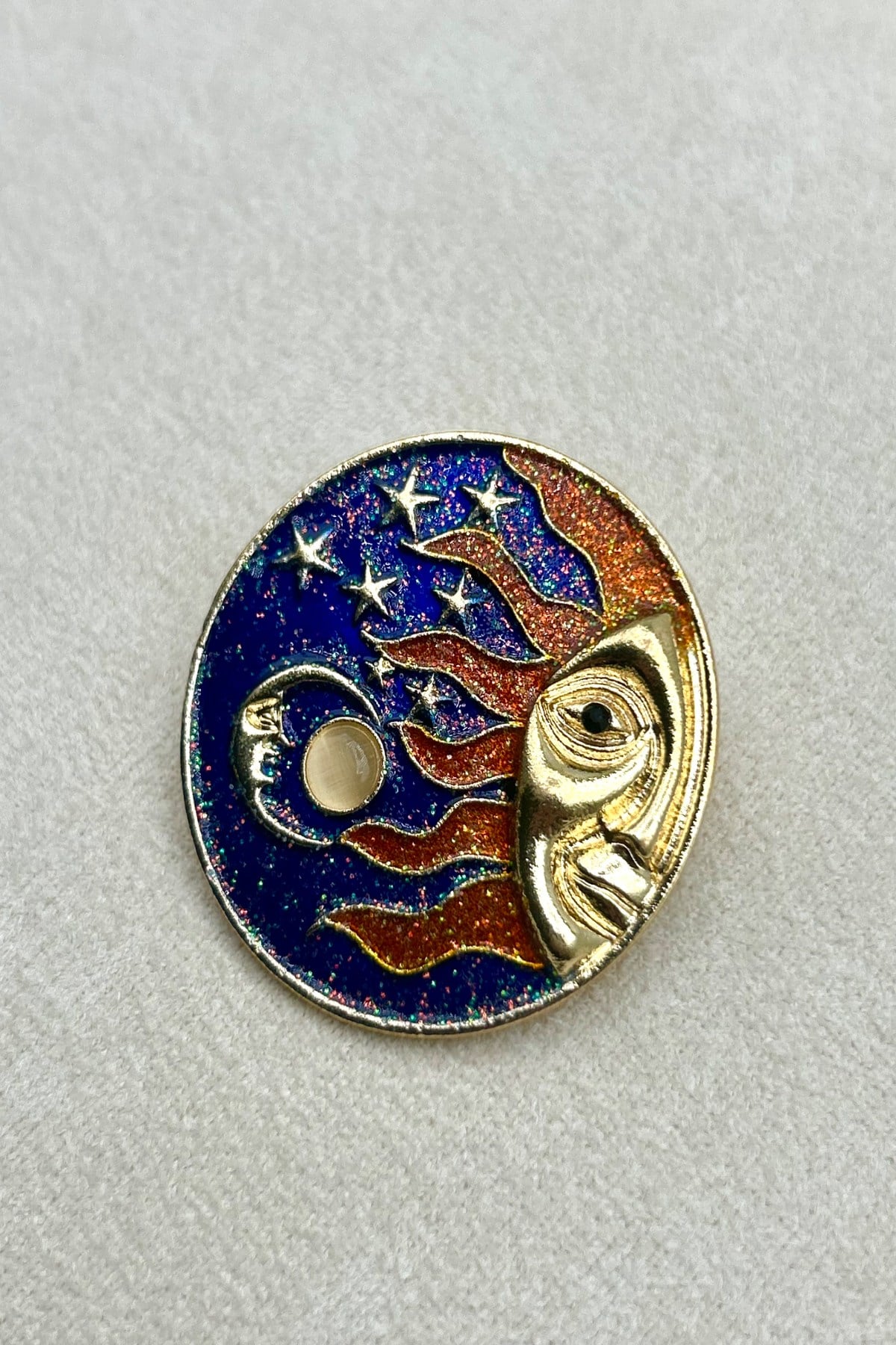 Gökyüzü Temalı Işıltılı Unisex Broş/Rozet (4 cm) - Çanta, Ceket, Yaka ve Eşarp'ta Kullanılabilir
