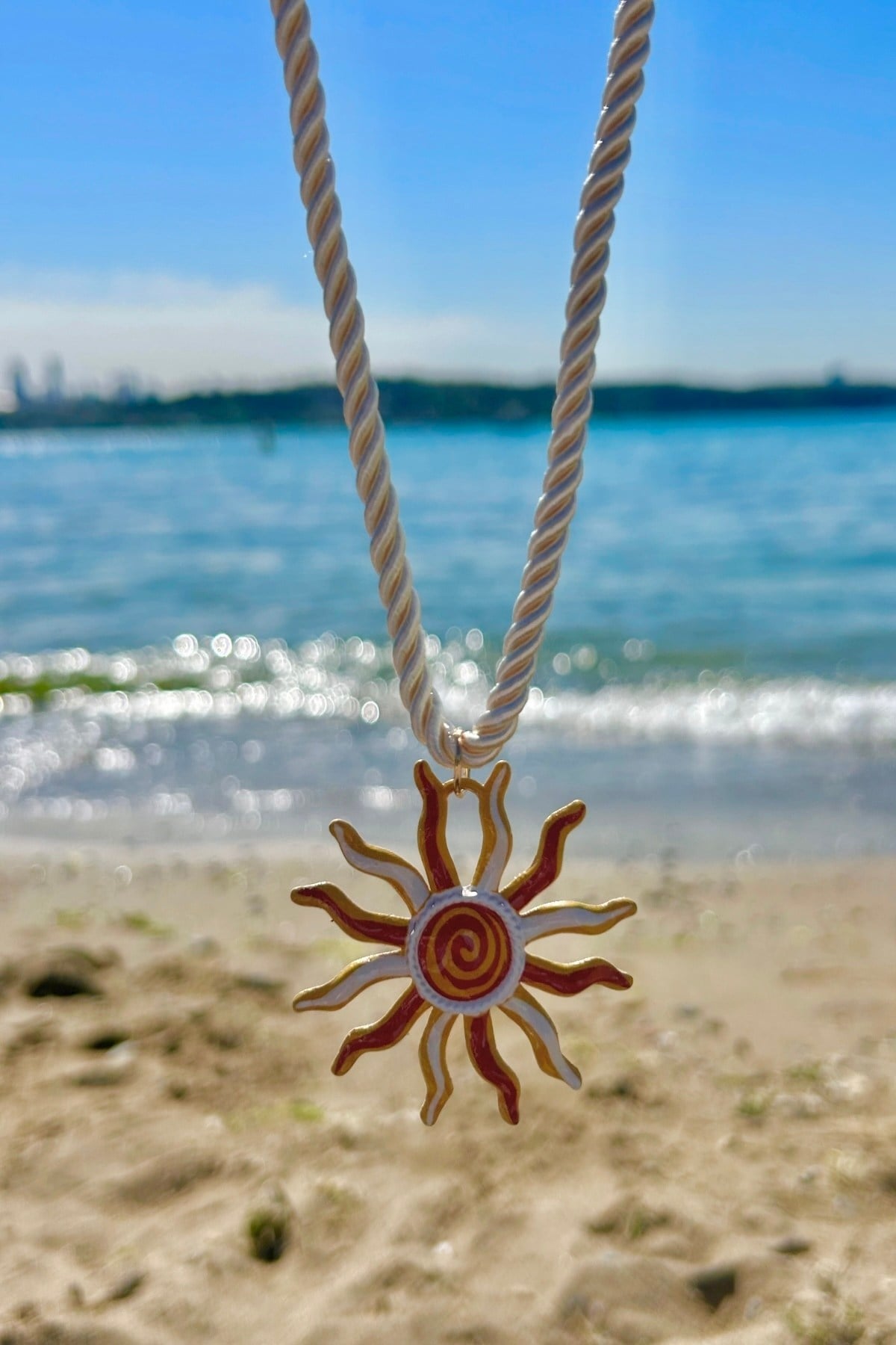 Güneş Temalı Yazlık/Plajlık Kadın Kolye -Ayarlanabilir (28cm + 3.5 cm)