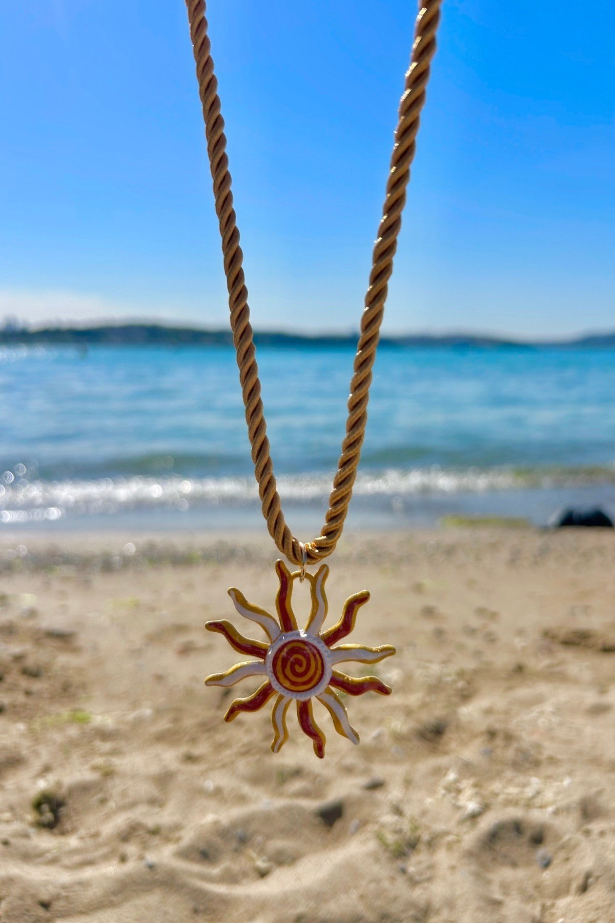 Güneş Temalı Yazlık/Plajlık Kadın Kolye -Ayarlanabilir (28cm + 3.5 cm)