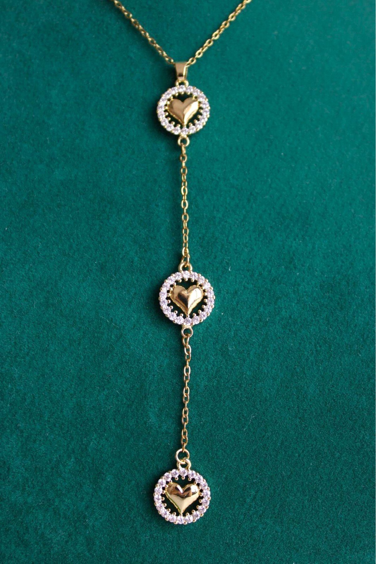 Kalp Figürlü Ayarlanabilir Çelik Uzun Kolye Gold&Gümüş (Özel Günlere/Günlük Kullanıma Uygun/Hediye)