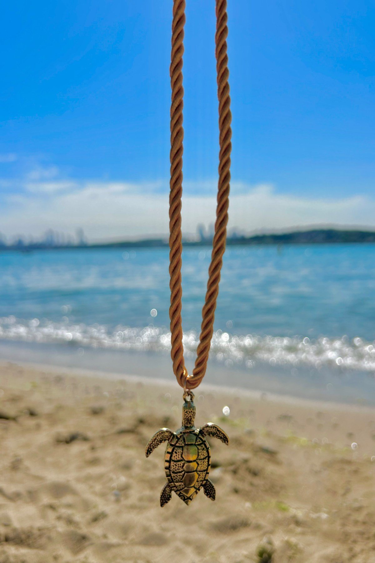 Kaplumbağa Temalı Yazlık/Plajlık Kadın Kolye - Ayarlanabilir (27cm + 5cm)