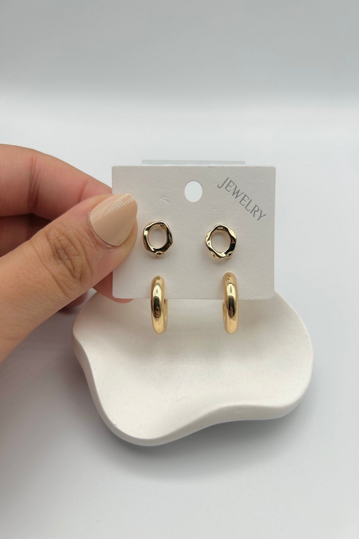 Klasik Halka Model Çoklu Set Kadın Küpe - Gold ve Gümüş Renk