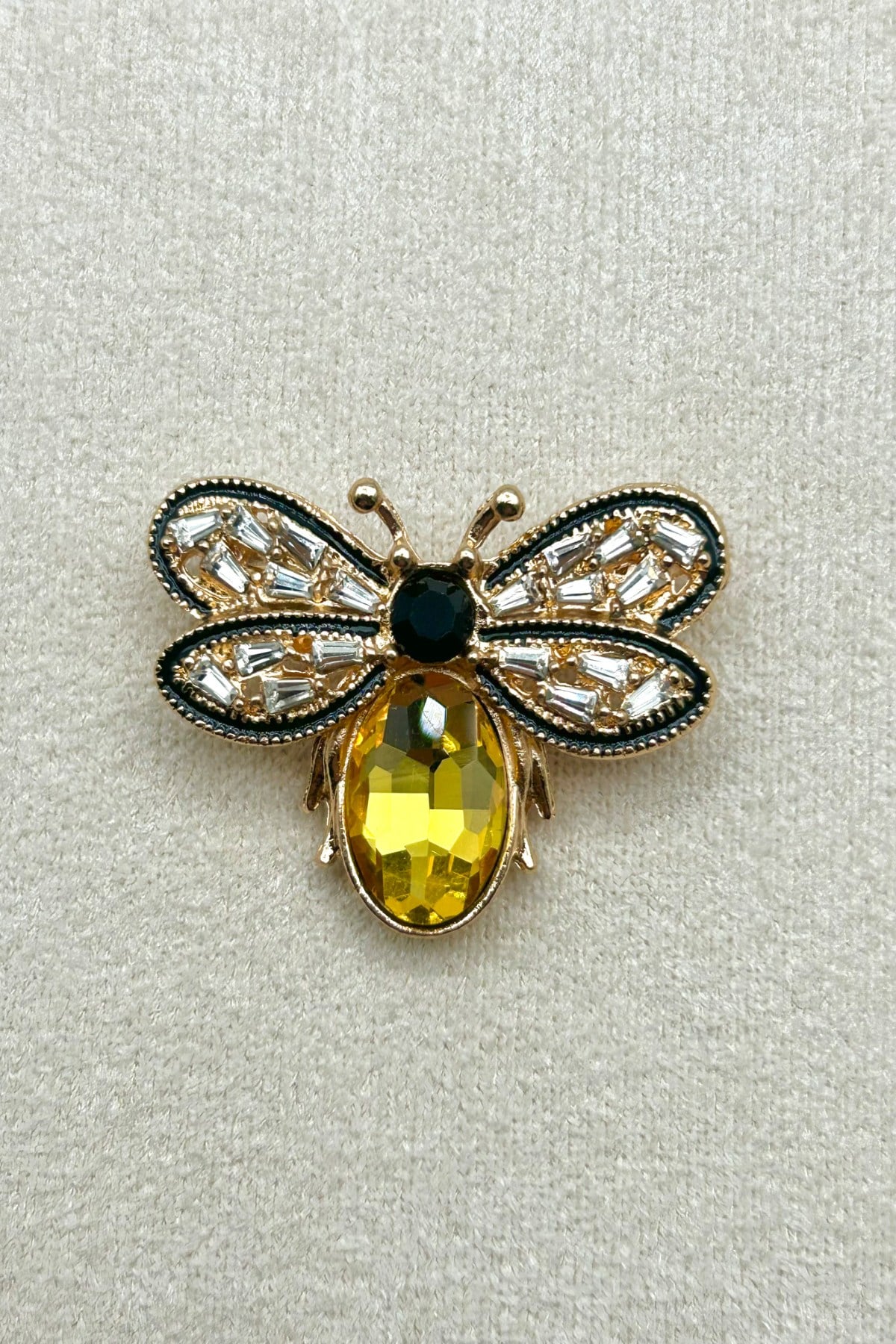 Kristal Taşlı Kraliçe Arı Yaka Broş (2.5 cm) - Çanta, Şapka, Eşarp ve Ceket'te Kullanılabilir