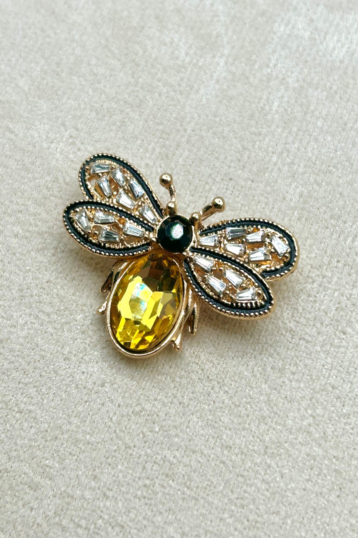 Kristal Taşlı Kraliçe Arı Yaka Broş (2.5 cm) - Çanta, Şapka, Eşarp ve Ceket'te Kullanılabilir