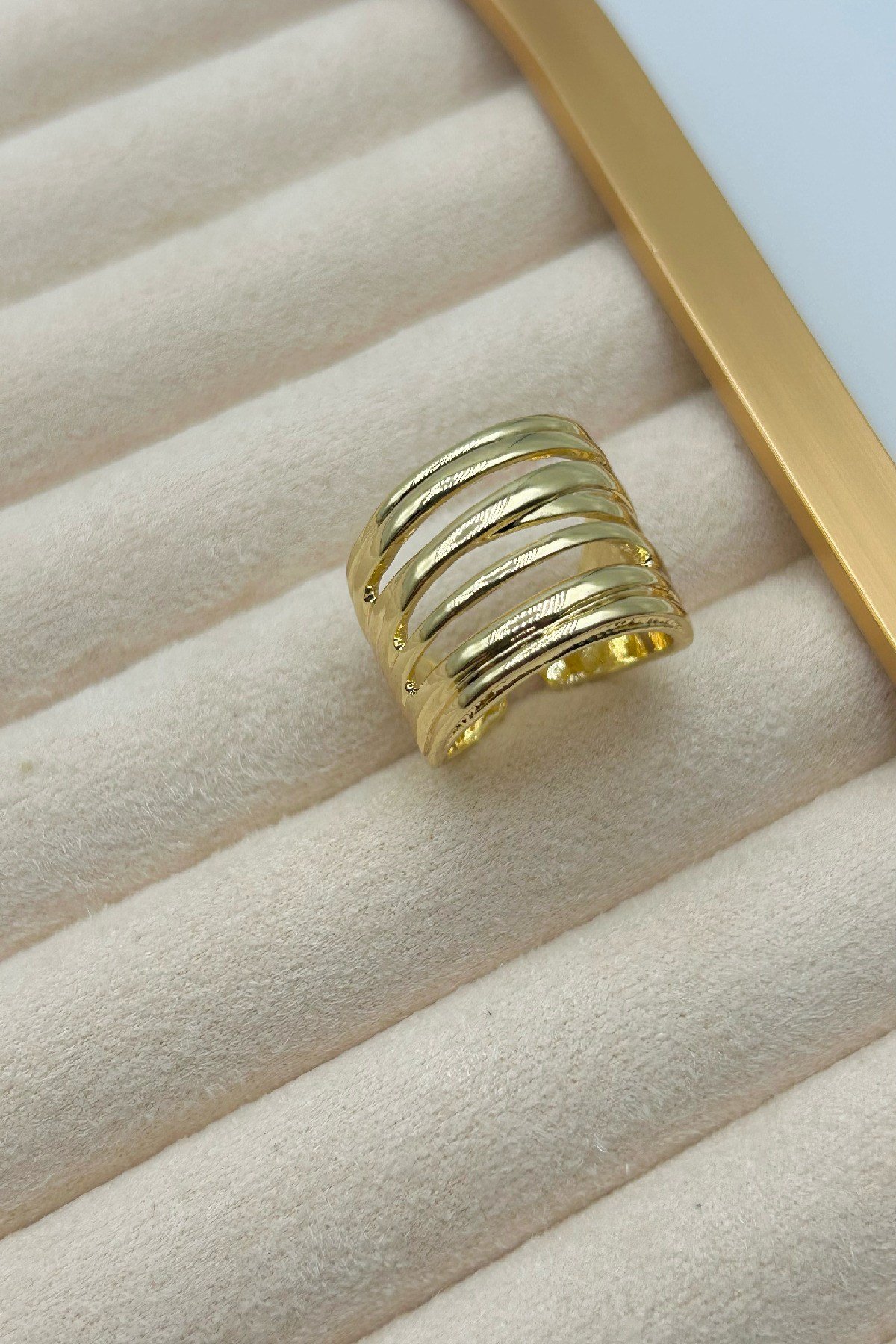 Modern Görünümlü Kadın Yüzük - Gold ve Gümüş Renk - Ayarlanabilir