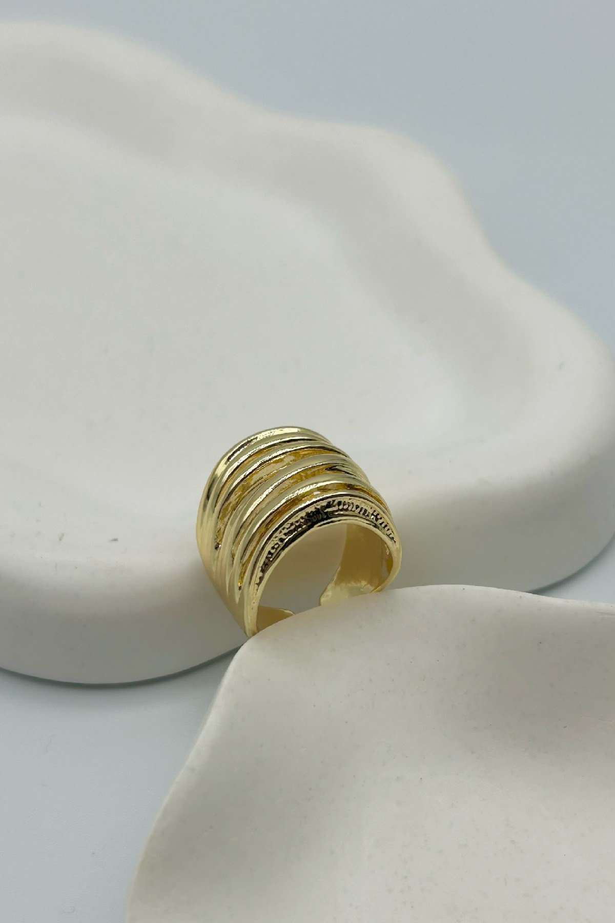 Modern Görünümlü Kadın Yüzük - Gold ve Gümüş Renk - Ayarlanabilir