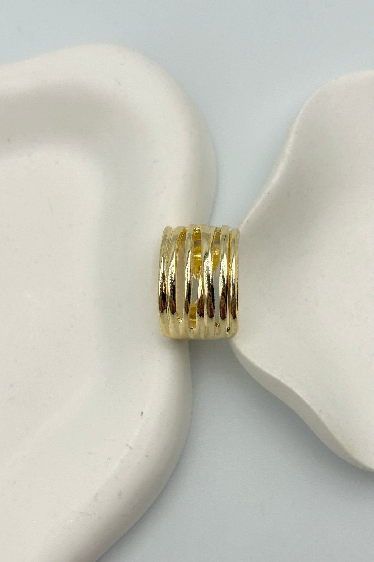 Modern Görünümlü Kadın Yüzük - Gold ve Gümüş Renk - Ayarlanabilir