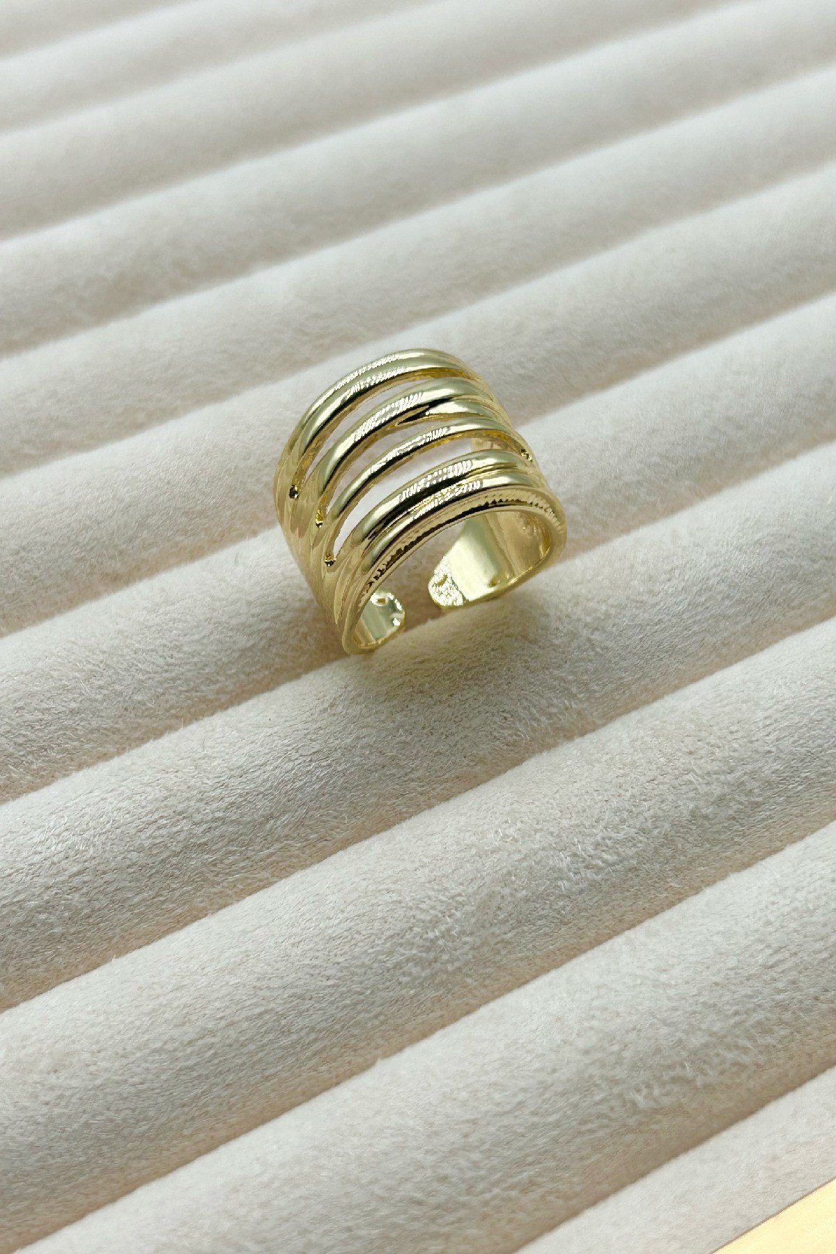 Modern Görünümlü Kadın Yüzük - Gold ve Gümüş Renk - Ayarlanabilir