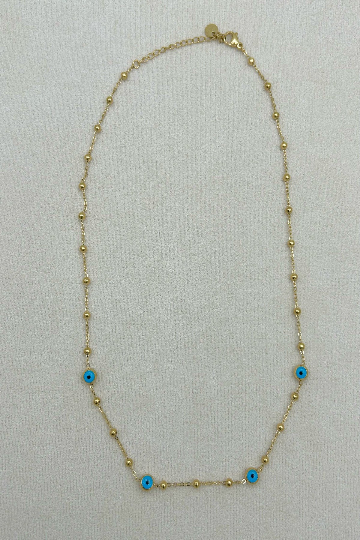 Nazar Boncuklu Çelik Zincir Kadın Kolye - Ayarlanabilir (20 cm+5 cm)