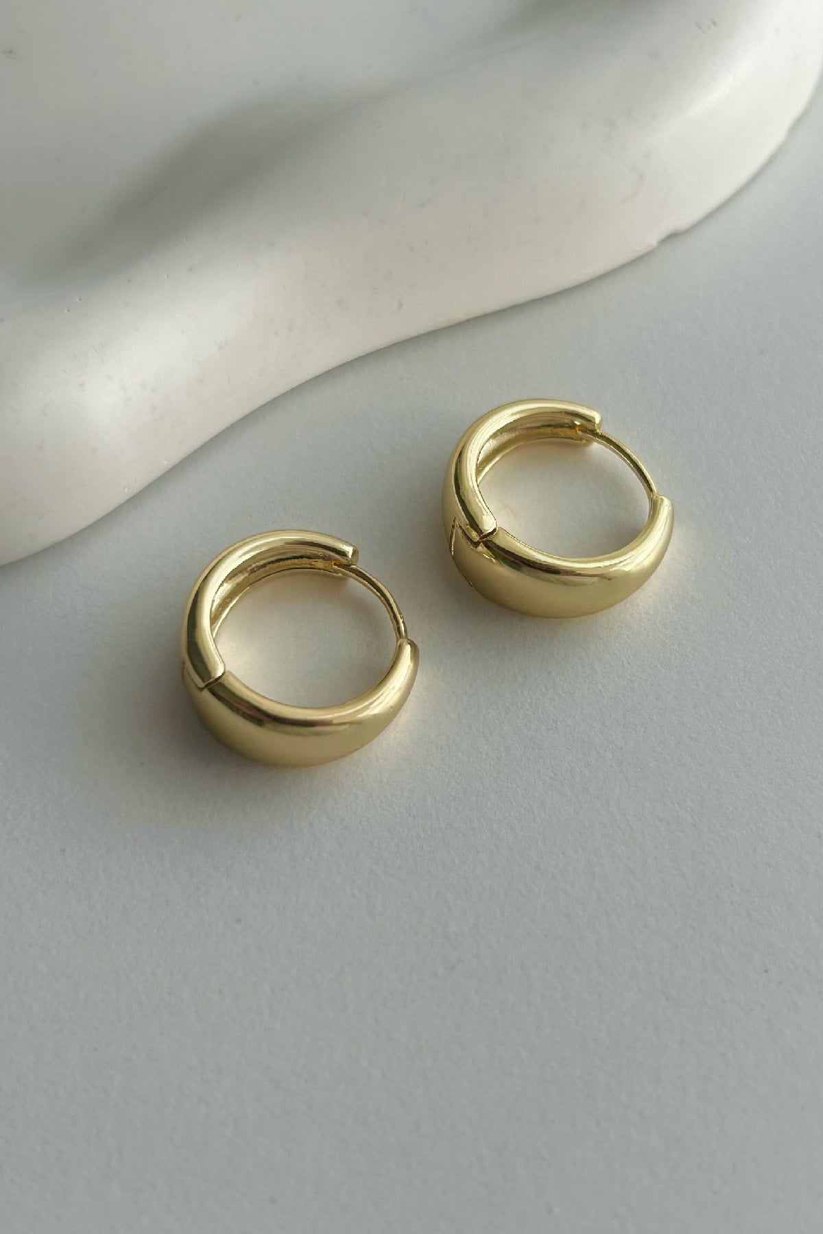 Özel Seri 14K Altın Kaplama Basic Halka Kadın Küpe (Birinci Sınıf Kalite/Kararmaz/Paslanmaz) - Gold/Gümüş