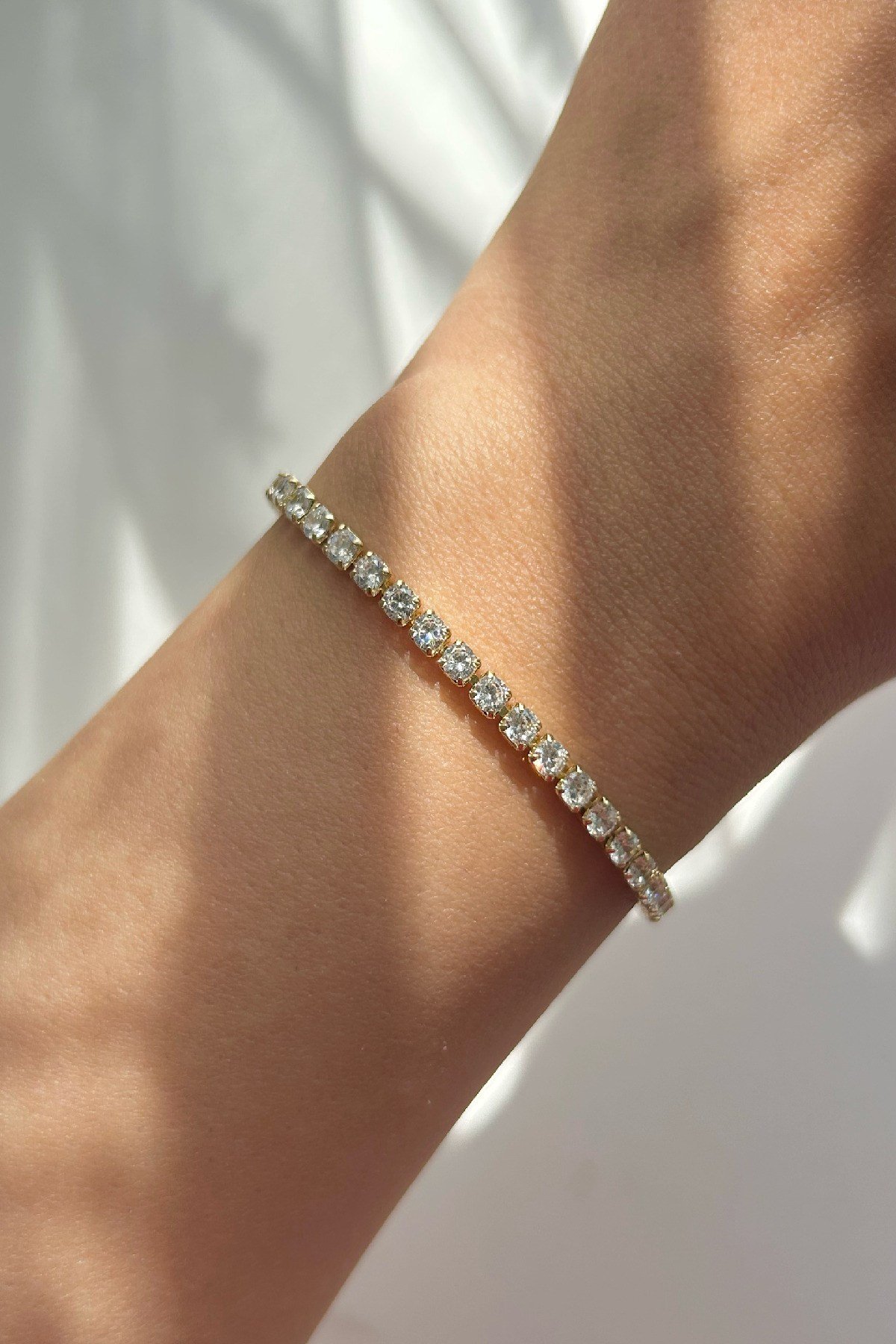 Özel Seri 14K Altın Kaplama Su Yolu Kadın Bileklik-1. Sınıf Kalite/Kararmaz/Paslanmaz-(17 cm+2 cm)