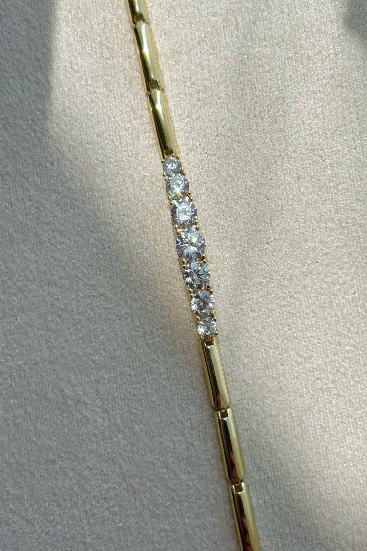 Özel Seri Pırlanta Görünümlü 14K Altın Kaplama Bileklik-18cm+1cm(1. Sınıf Kalite/Kararmaz/Paslanmaz)